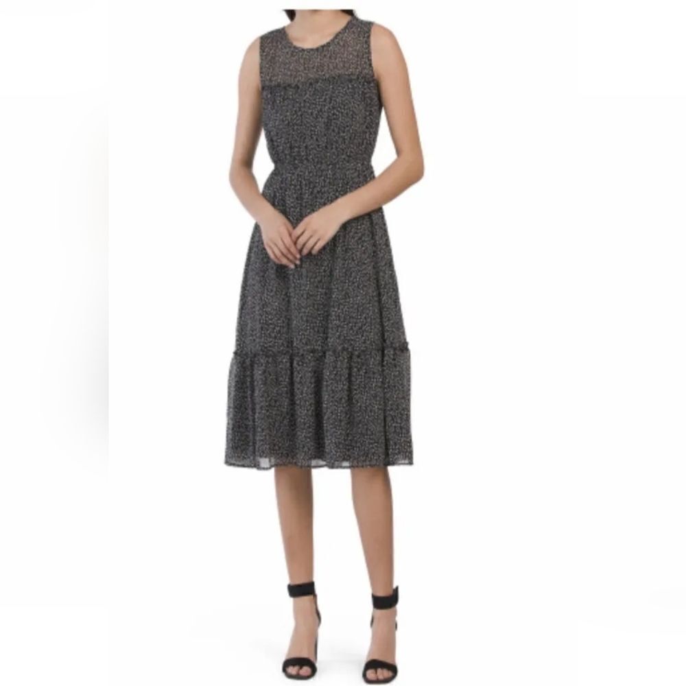 Nicole Miller New York Midi Dress Size 6‎ Womans Black Sleeveless Elastic Waist